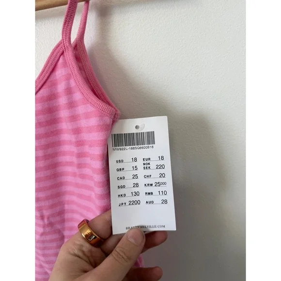 John Galt (Brandy Melville) Skylar Tank Top – Pink Striped – One Size – NWT - Picture 4 of 6